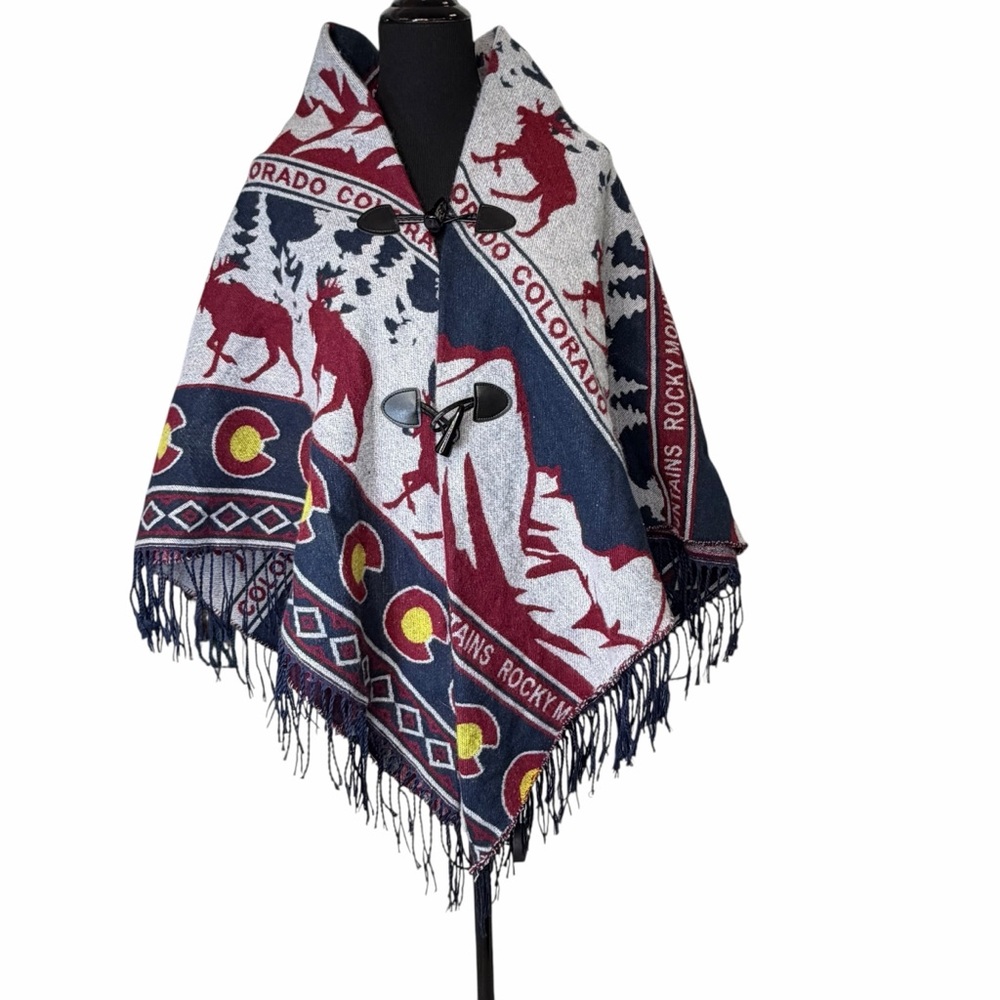 ROCKY MOUNTAINS COLORADO CONVERTED BLANKET SHAWL - Picture 2 of 7